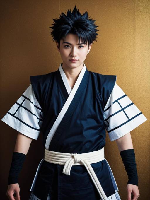 Man Cosplaying as Hiei from Anime