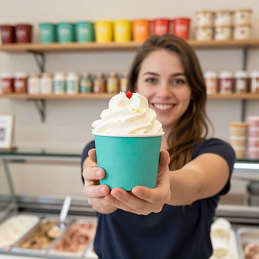 Smiling Woman with Turquoise Cup