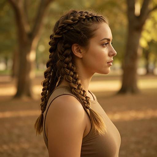 Woman with Braided Half-Up Hairstyle