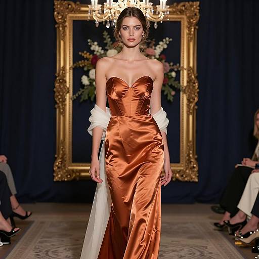 Elegant Copper Evening Gown Display