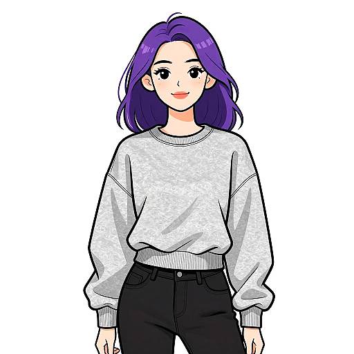 Casual Sporty Woman in Silver Sweatshirt