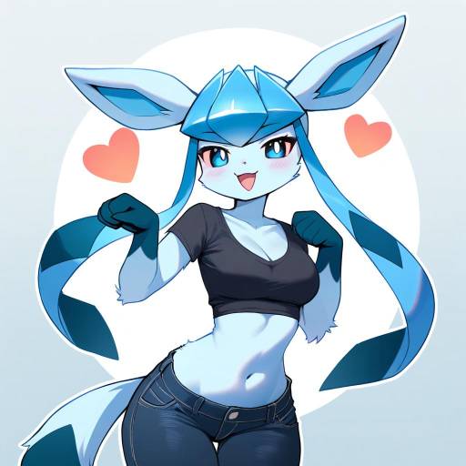 Furry Glaceon Girl in Crop Top