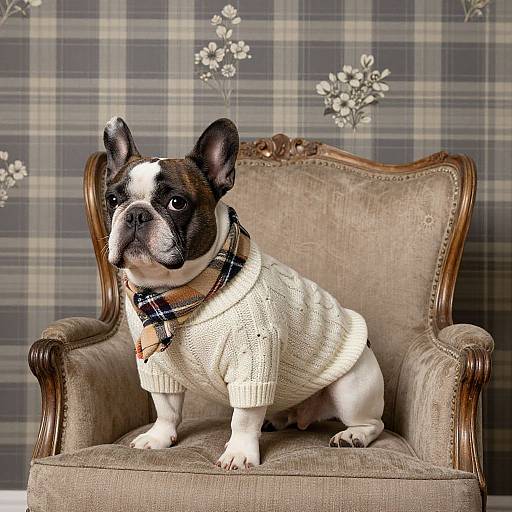 Preppy French Bulldog Vintage Wallpaper