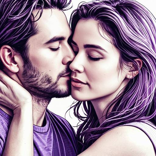 Tender Embrace of Couple in Lavender Tones