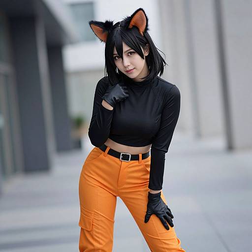 Bold Urban Cat-Eared Woman