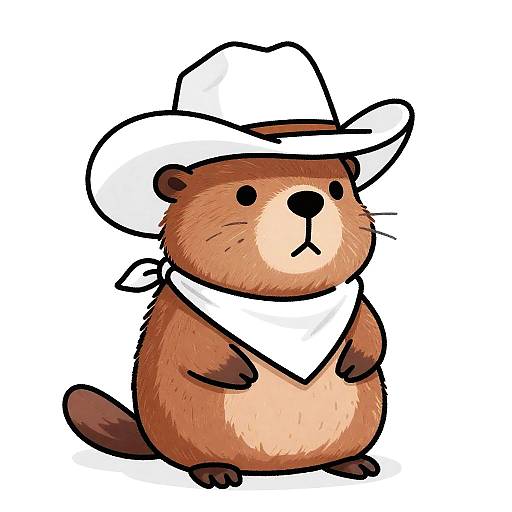Whimsical Pastel Beaver Cowboy Art