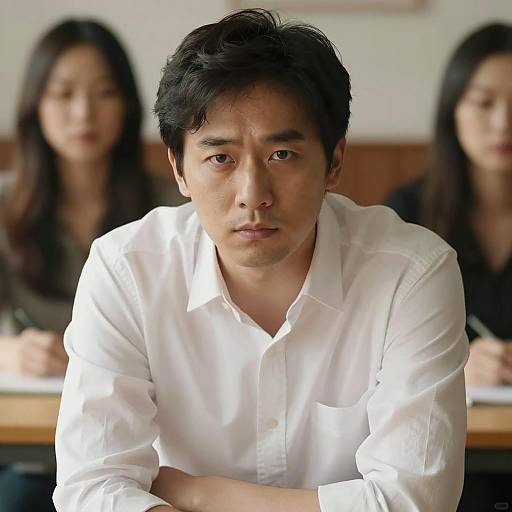 Serious Man in Warm Indoor Setting