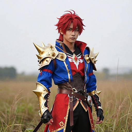 Vibrant Fantasy Warrior in Tall Grass