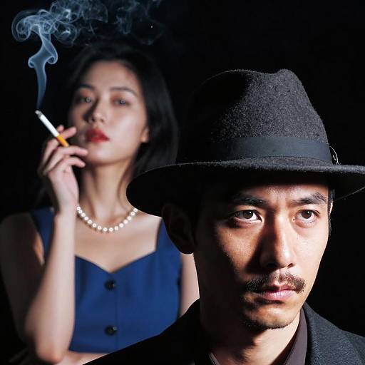 Mysterious Couple in Shadowy Atmosphere