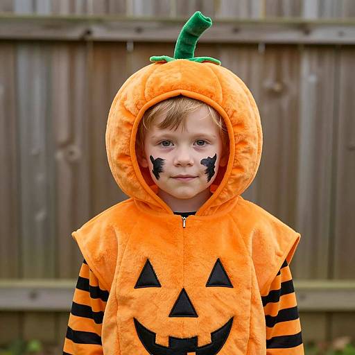 Whimsical Pumpkin Costume Photograph of Child
