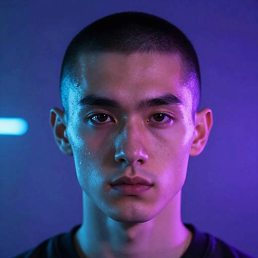 Cyberpunk Portrait with Buzz Cut AI Filter