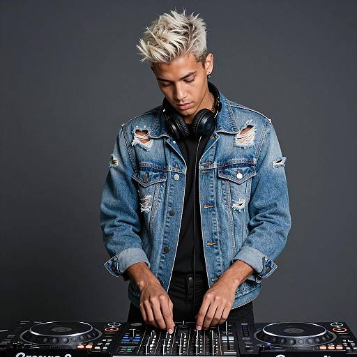 Young DJ Adjusting Mixer Controls