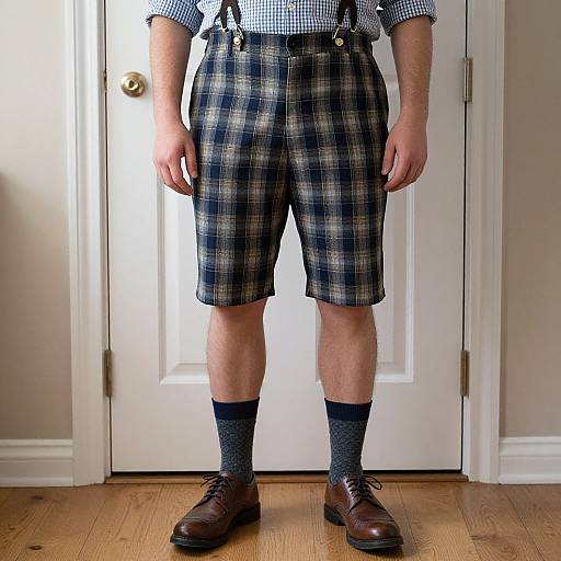 Man in Plaid Shorts by Door