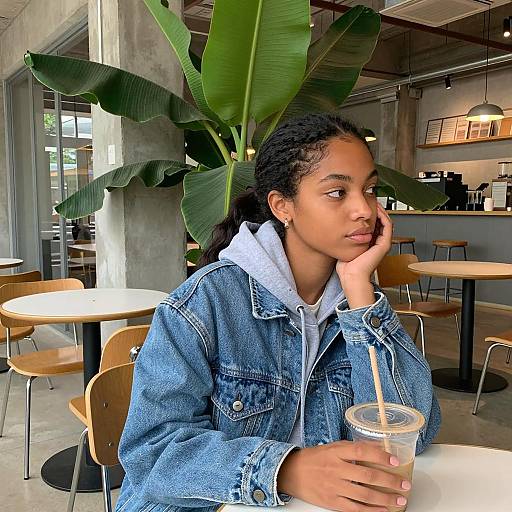 Trendy Cafe Scene with Young Woman