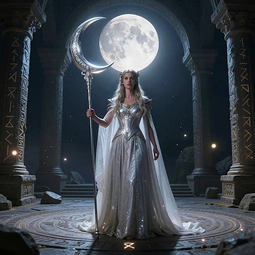 Celestial Moon Priestess in Stone Circle