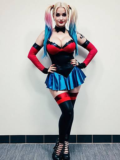 Cosplay photo of harley quinn. Costume clothes