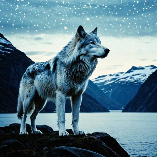 Ethereal Guardian Wolf in Twilight Fjord
