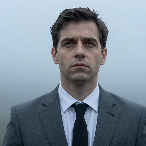 Serious Man in Gray Suit Portrait