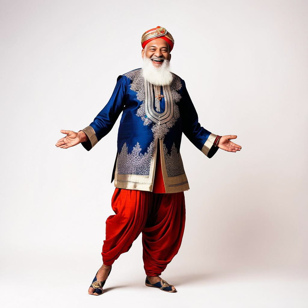 Elderly Man in Traditional Navratri Attire