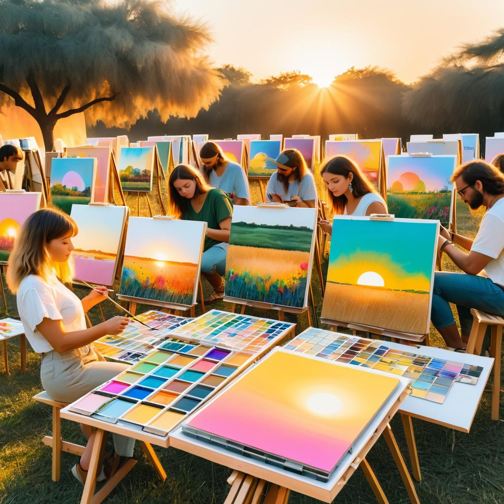 Vibrant Outdoor Art Fair at Golden Hour