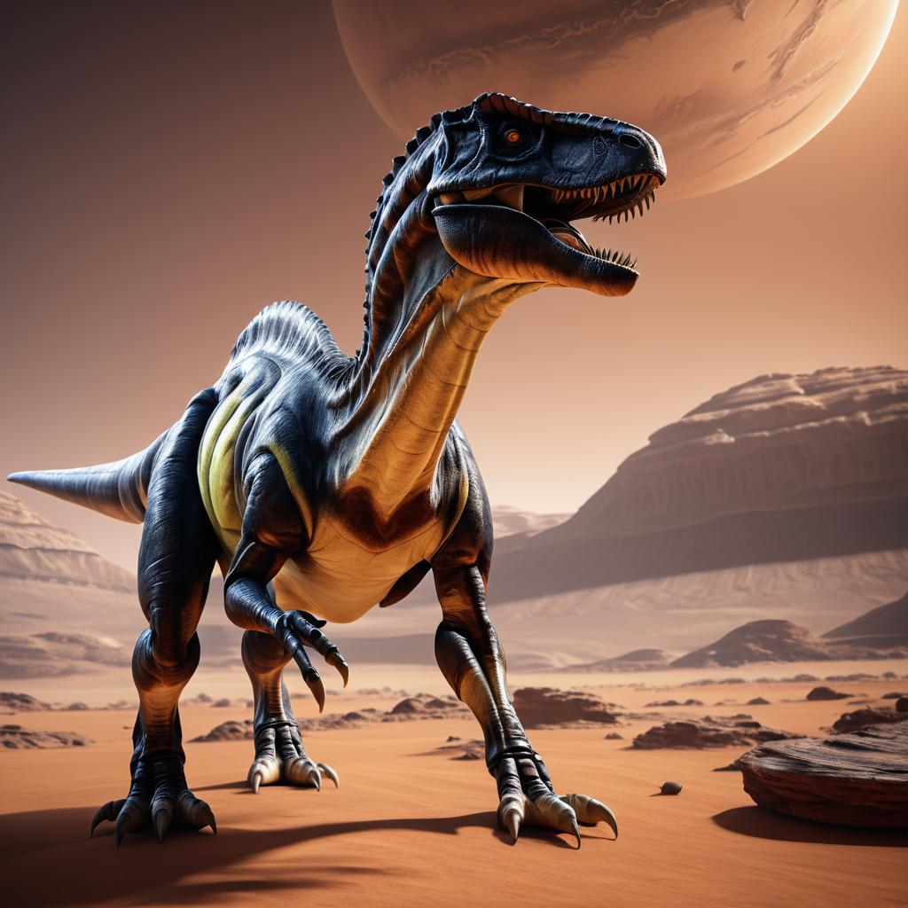 Allosaurus with Alien Anatomy on Mars