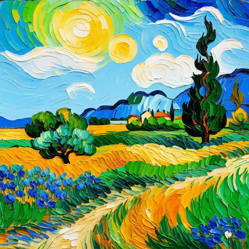 Vibrant Impasto Landscape Inspired by Van Gogh