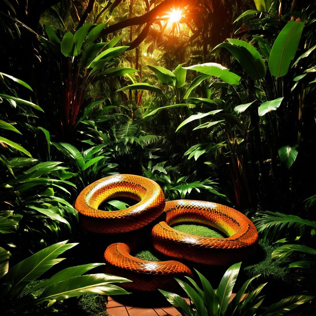 Dramatic Jungle Scene with Giant Snake