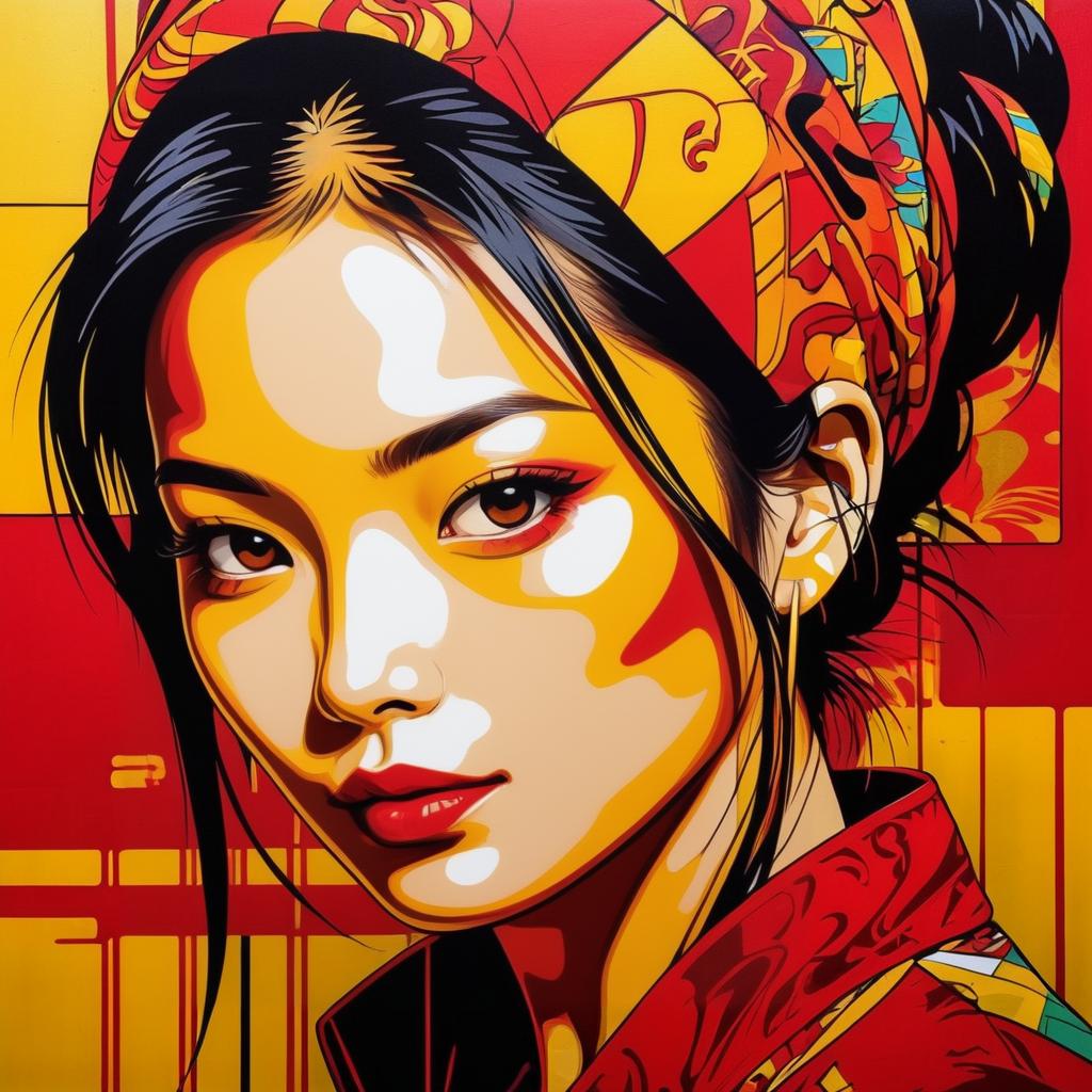 Vibrant Asian Pop Art Portrait