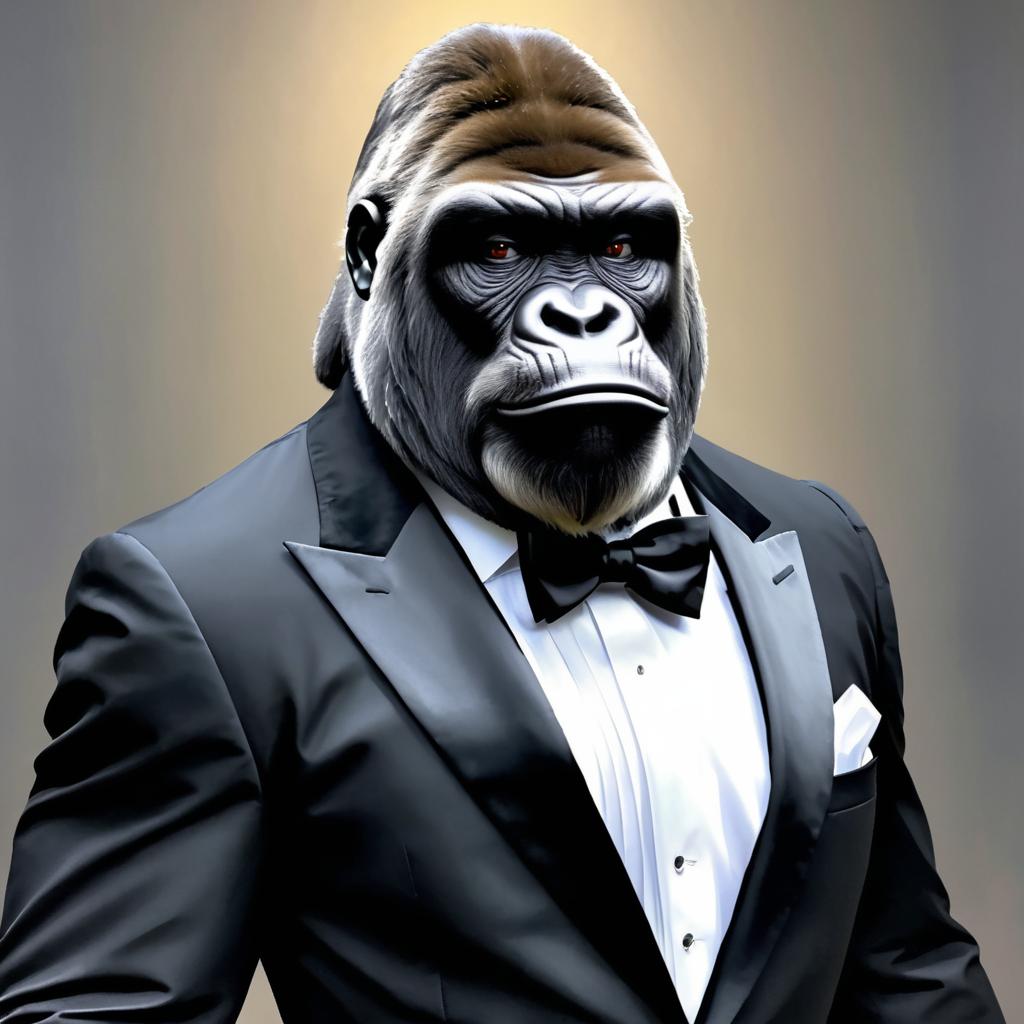 Sophisticated Silverback Gorilla in Tuxedo