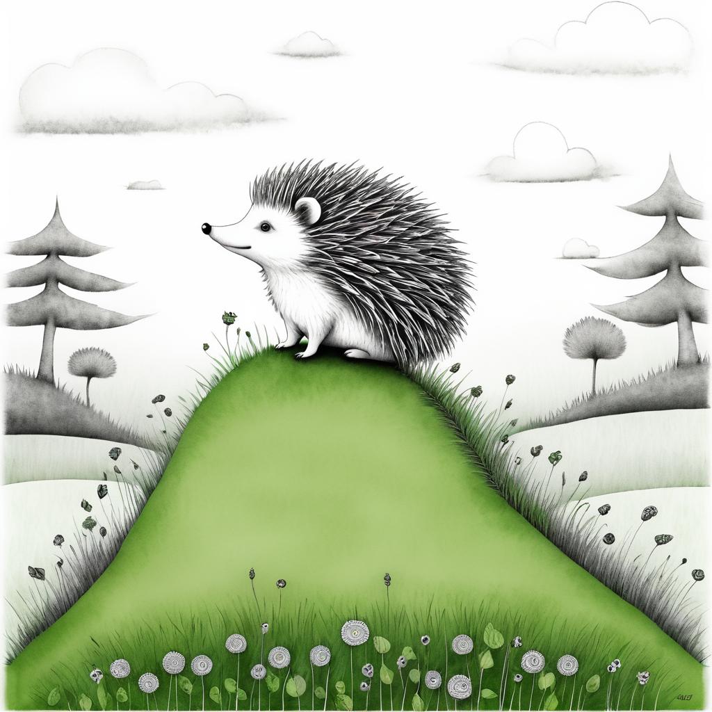 Whimsical Hedgehog on a Grassy Knoll