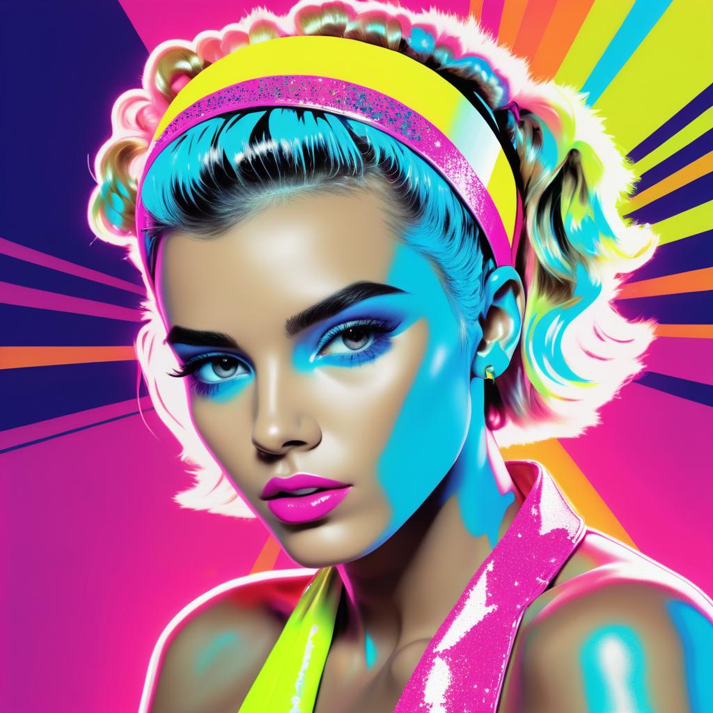 Vibrant Pop Star in Neon Splash