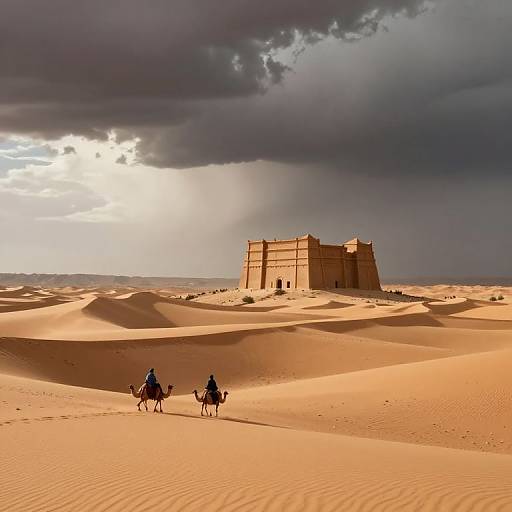Desert Caravan Guided by Sentient Storm