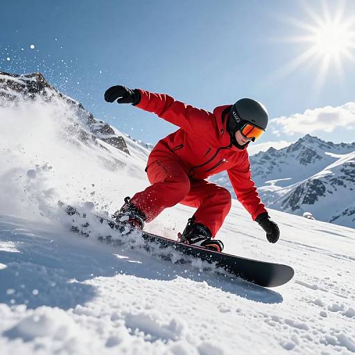 Dynamic Snowboarding Adventure in Red
