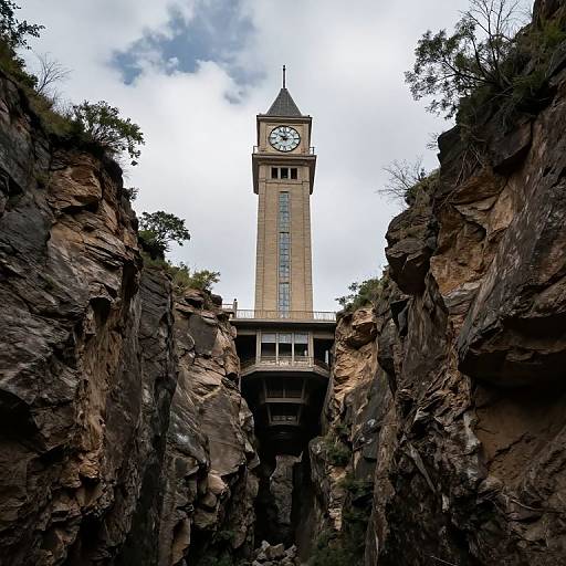 Inverted Clock Tower Over Chasm