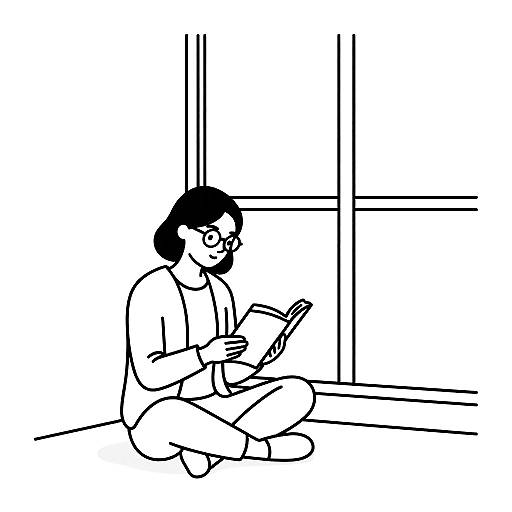 Minimalist Line Art Reading Woman