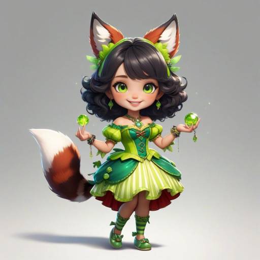 Charming Anthropomorphic Character in Red Dress Charming Anthropomorphic Character in Red Dress