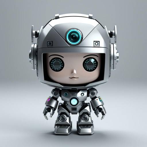 Cute Robot Girl with Hologram Face