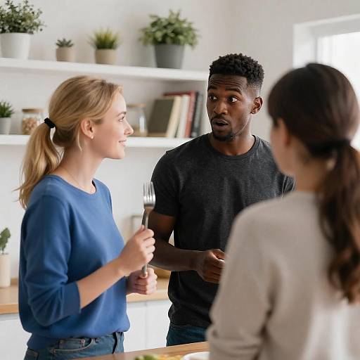 Candid Kitchen Interaction Among Friends