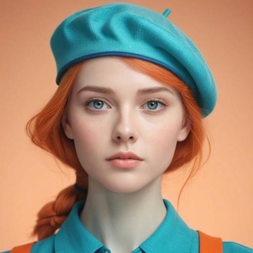 Young Woman in Teal Beret and Shirt