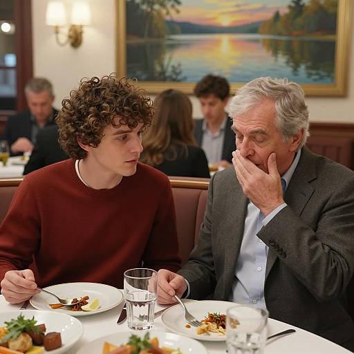 Intimate Restaurant Scene with Two Men