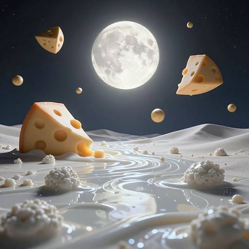 Surreal Moonlit Cheese Desert
