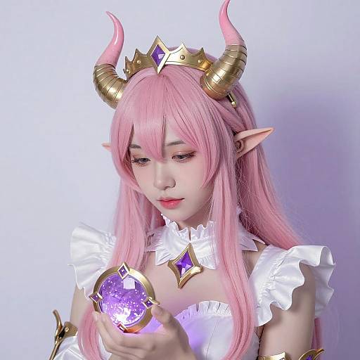 Young Woman with Pink Hair and Crown