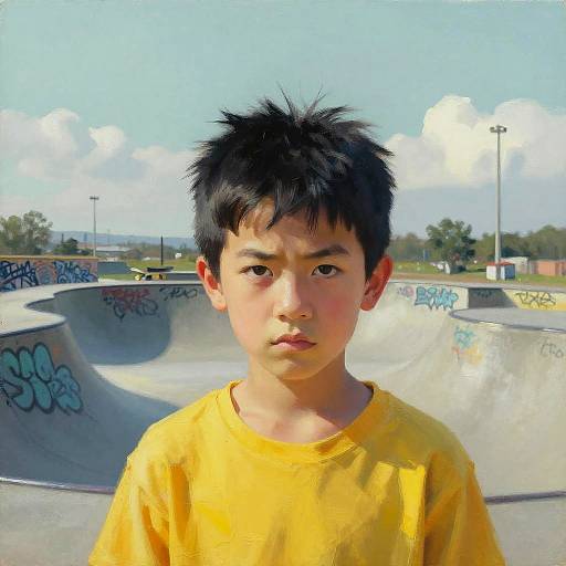 Neo-Expressionist Boy at Skate Park