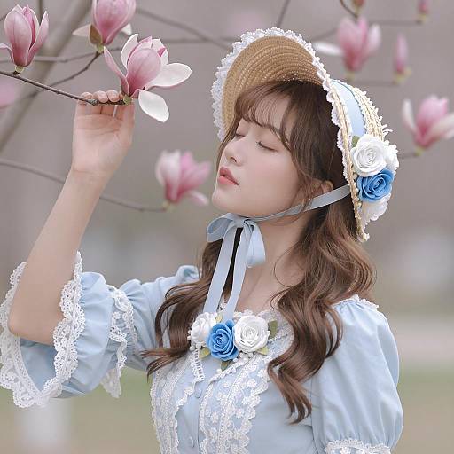 Serene Moments Among Magnolia Blossoms