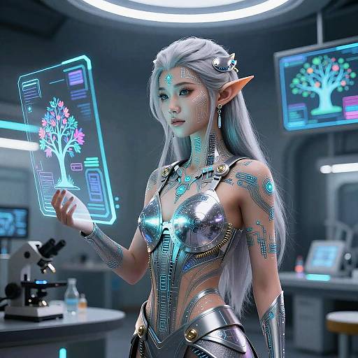 Elven AI Avatar in Futuristic Lab