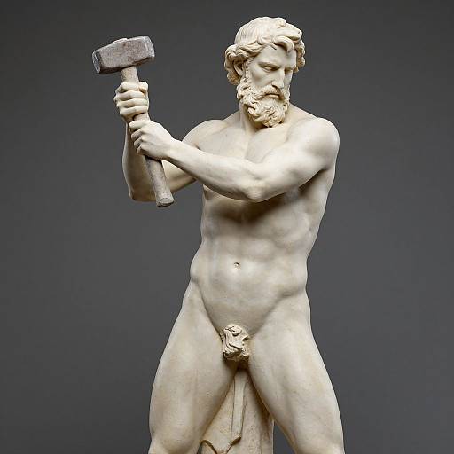 Expressionist Sculpture of Self-Made Man with Hammer