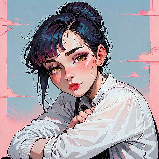 Tired Young Girl Hugging a Cat