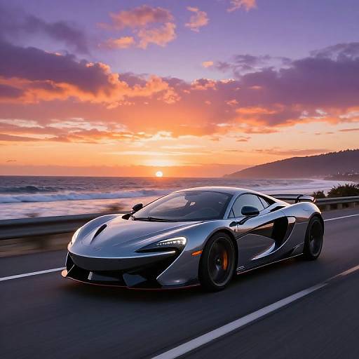 Sleek Sports Car Coastal Sunset