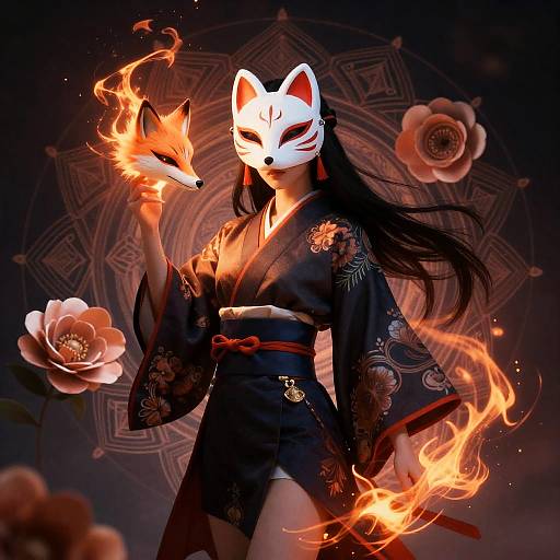 Kitsune Witch with Foxfire Spell