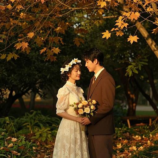 Vintage Lace Bride in Autumn Garden